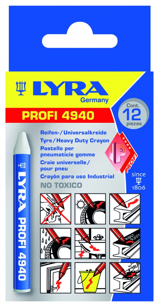 3x Lyra profesional 4940 blanco neumáticos universalkreide marker reifenkreide realize